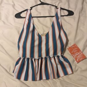 Kortni Jeane vertical stripe petalplum swim top